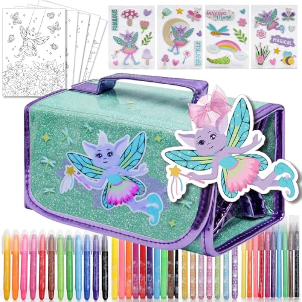 Rae Fairy Scented Art Kit for Kids – 15pc Smelly Marker Set with Pencil Case