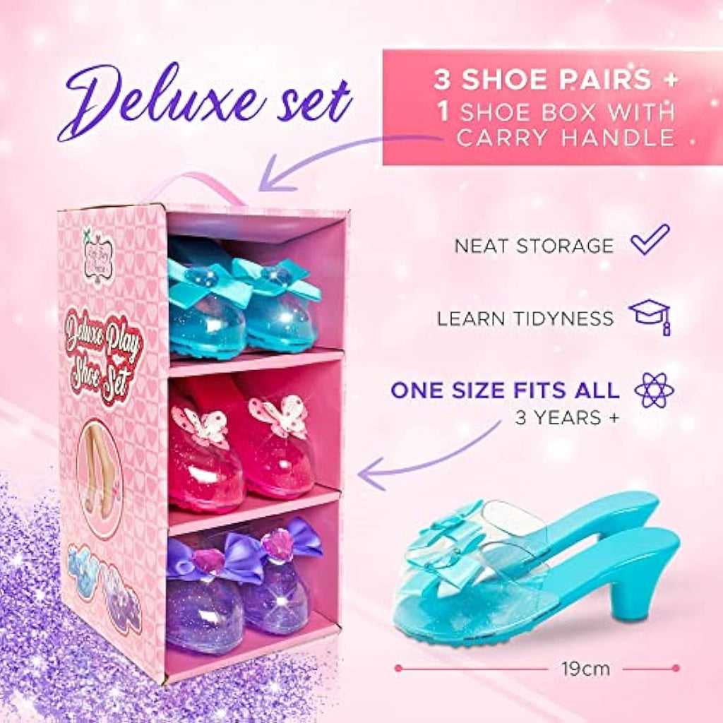 Jolof Store Princess Dress Up Shoes - 3 Pair Jelly Shoe Set for Girls