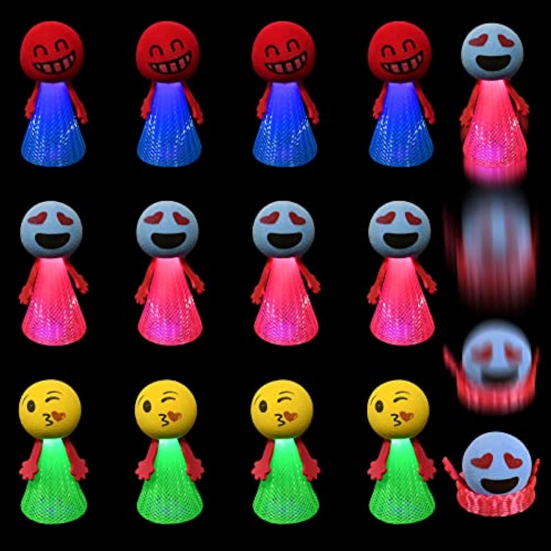 Ainiv 12PCS LED Emoji Bouncing Dolls – Light Up Jumping Elf Fidget Toys