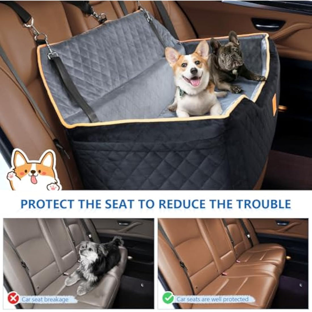GL GLENSLAVE Large Dog Car Seat – Washable Pet Booster Bed for SUVs