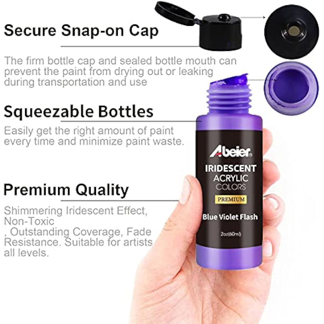 ABEIER Iridescent Acrylic Paint Set – 18 Chameleon Color Shifting Paints
