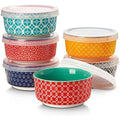 DOWAN 176ml Porcelain Dipping Bowls with Lids - Set of 6 Colorful Ramekins