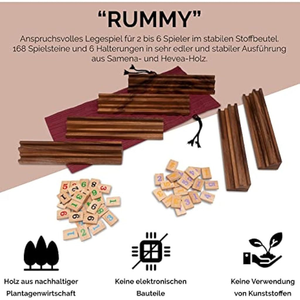 LOGOPLAY Rummy & Okey Board Game for 6 Players with 162 Tiles