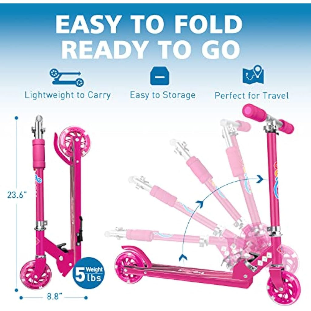 BELEEV V1 Kids Folding Kick Scooter | 2-Wheel Light Up Scooter for Ages 3-12