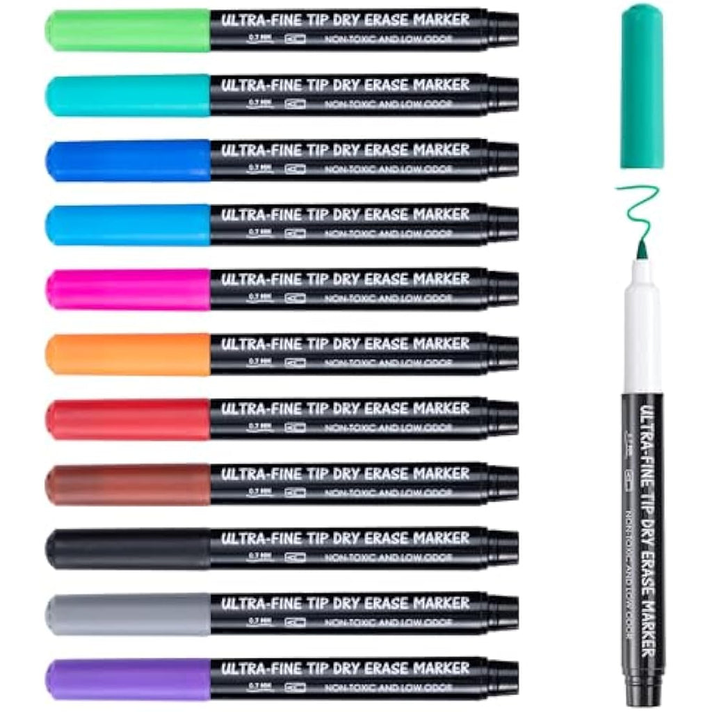 maxtek Ultra Fine Tip Dry Erase Whiteboard Markers - 12 Assorted Colors