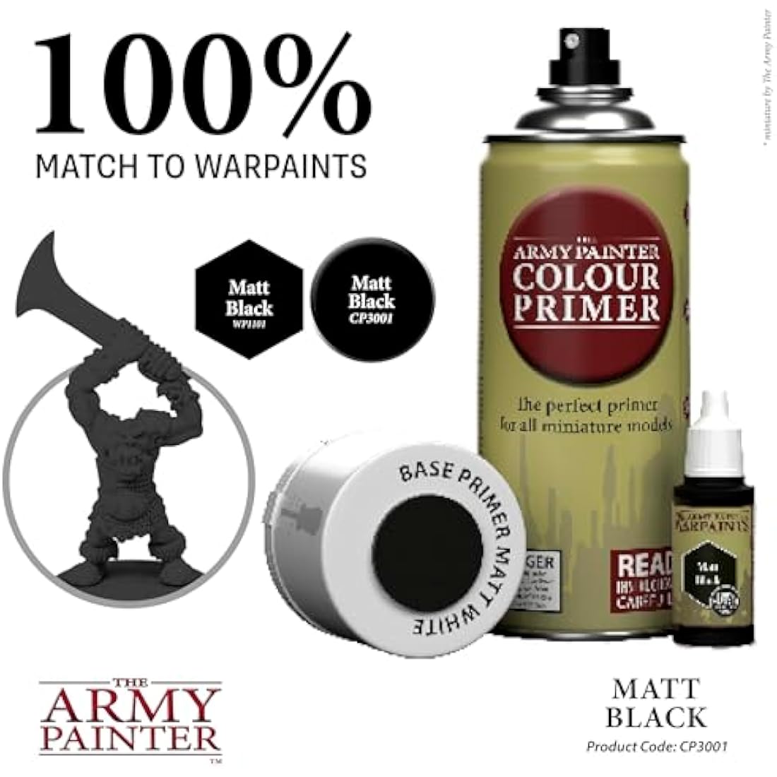 The Army Painter Matt Black Colour Primer – 400ml Acrylic Spray Paint