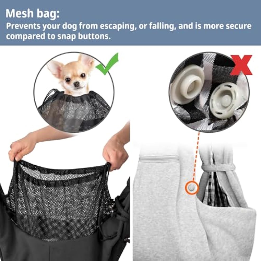 Cuby Small Dog and Cat Sling Carrier | Adjustable Hands-Free Travel Bag - Black