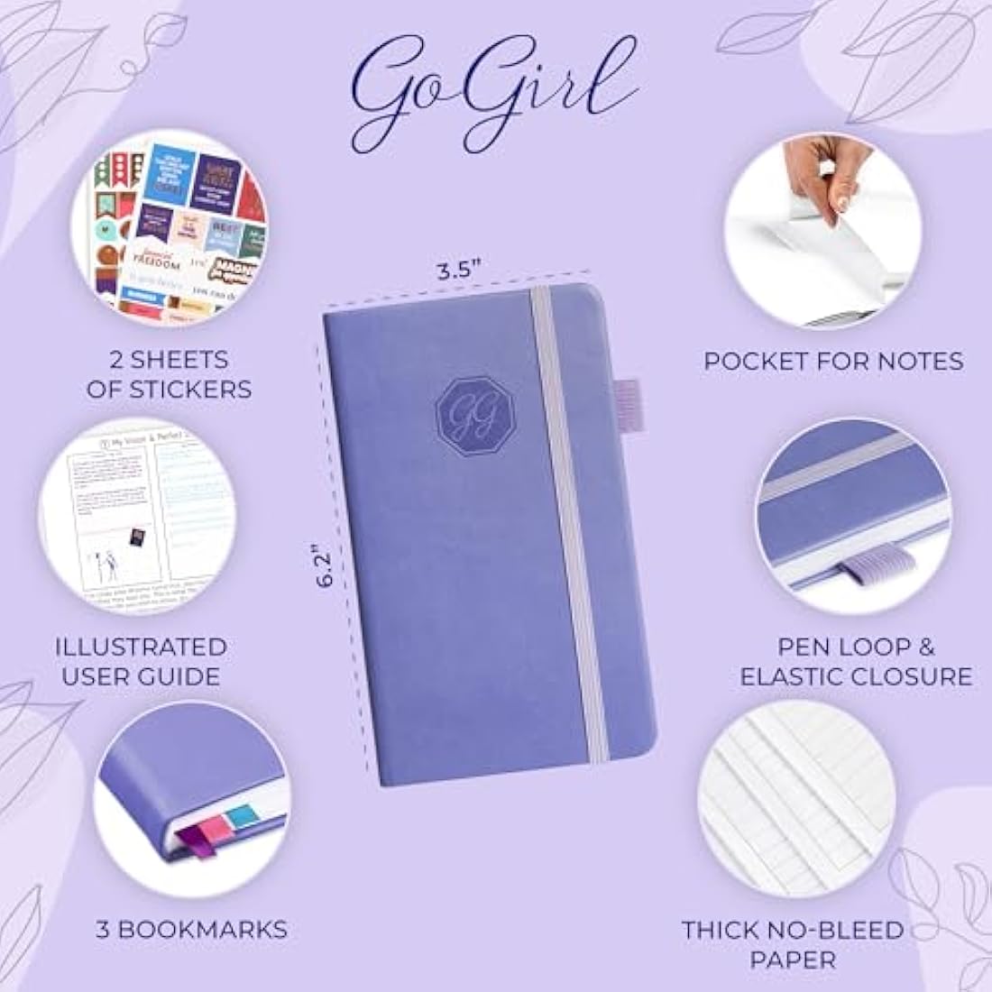 GoGirl Pocket Weekly Planner – Undated Goal Journal & Agenda, Lavender