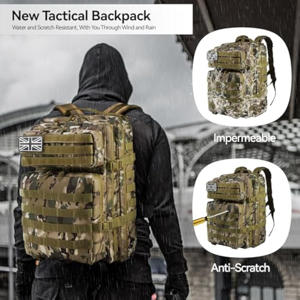 Delgeo 45L Military Tactical Backpack – Waterproof MOLLE Assault Pack