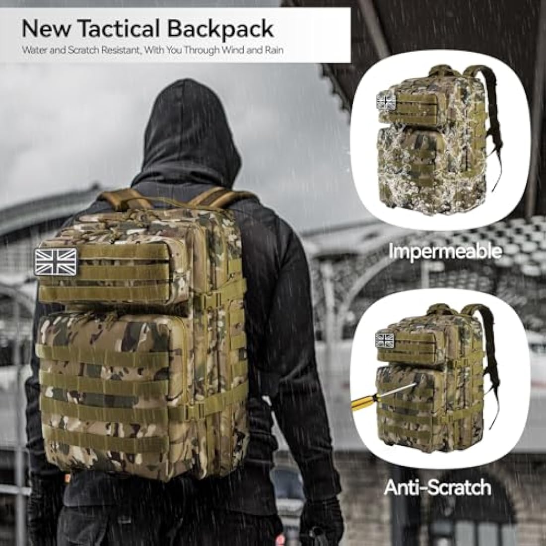 Delgeo 45L Military Tactical Backpack – Waterproof MOLLE Assault Pack