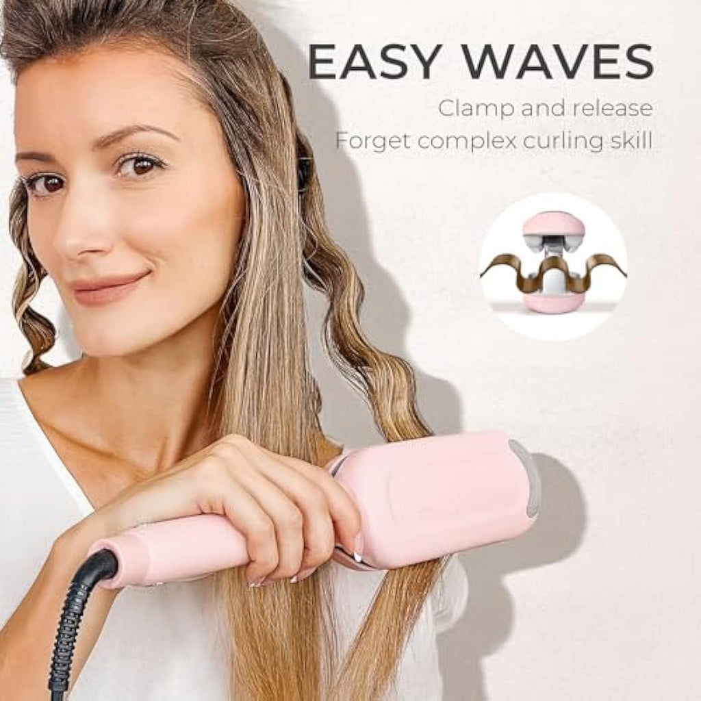 TYMO ROVY Hair Waver - 32mm Ionic Ceramic Deep Wave Crimper, Pink