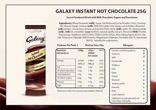 Galaxy Instant Hot Chocolate Sachets | Bulk Pack of 100 Single Serves