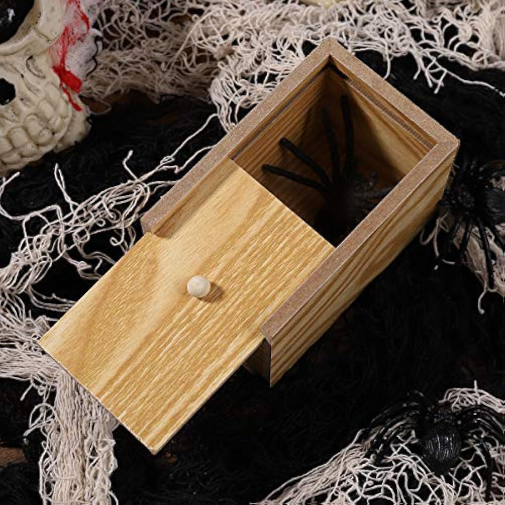 Toyvian Spider Prank Box – Handmade Wooden Surprise Joke Toy for Kids