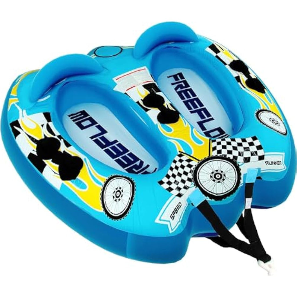 SereneLife 2-Person Inflatable Towable Tube – Blue PVC Water Raft