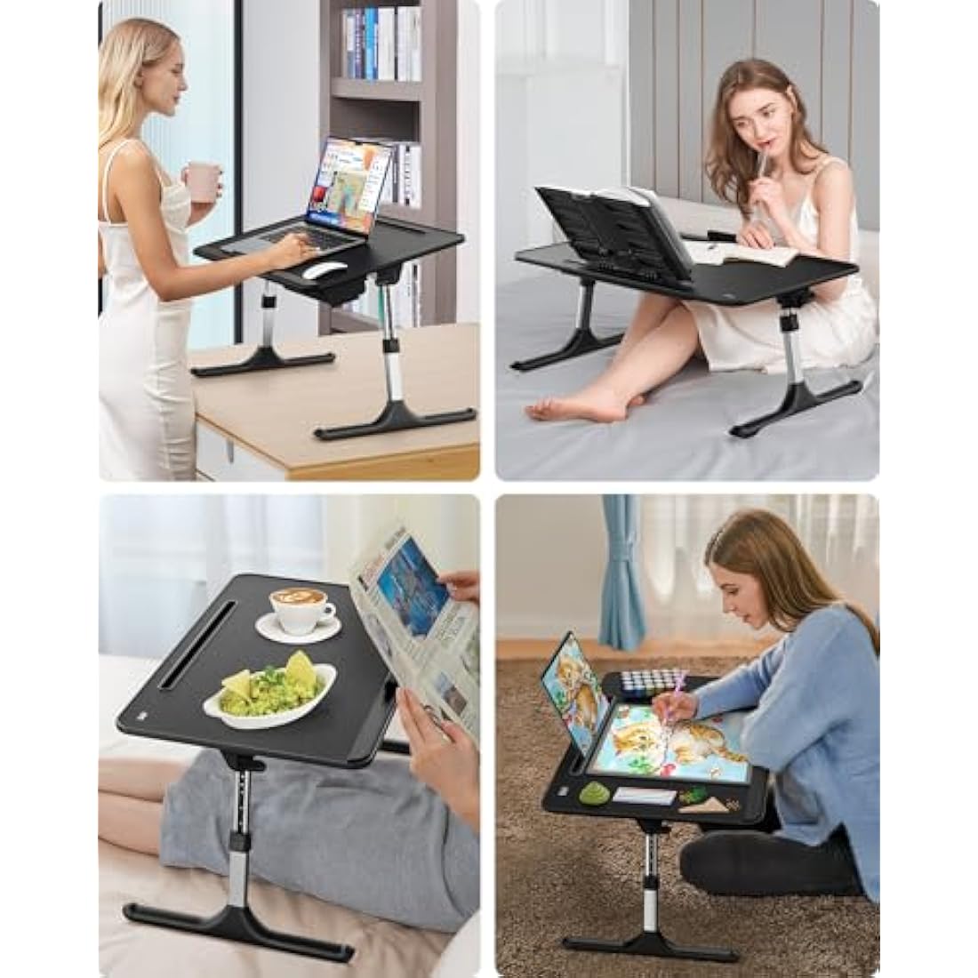 SAIJI Adjustable Laptop Desk | 60x40cm Foldable Bed Tray with Drawer