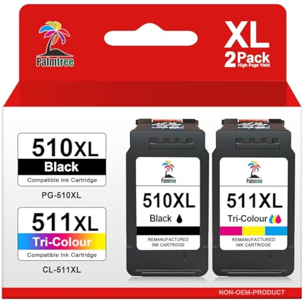 Palmtree PG-510 CL-511 Remanufactured Ink Cartridges for Canon Pixma