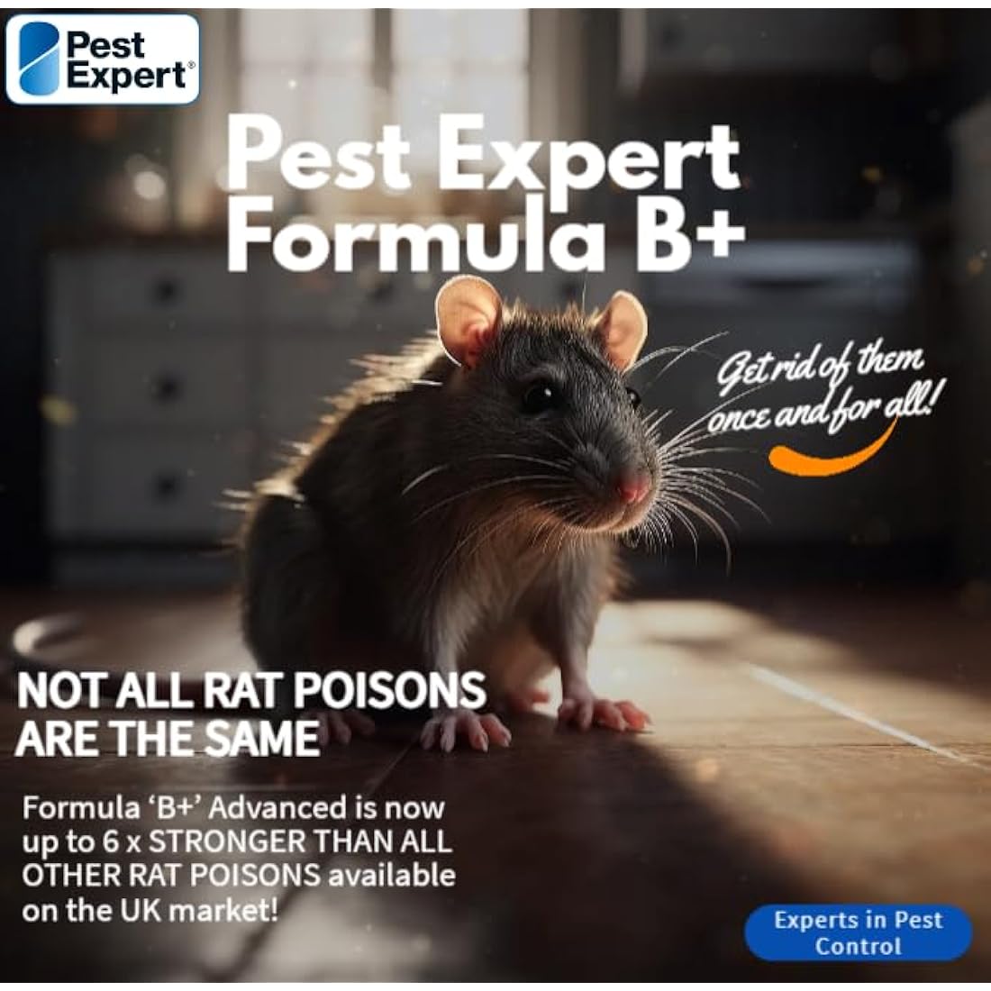 Pest Expert Formula B+ Rat & Mouse Killer | Brodifacoum Bait Blocks 600g