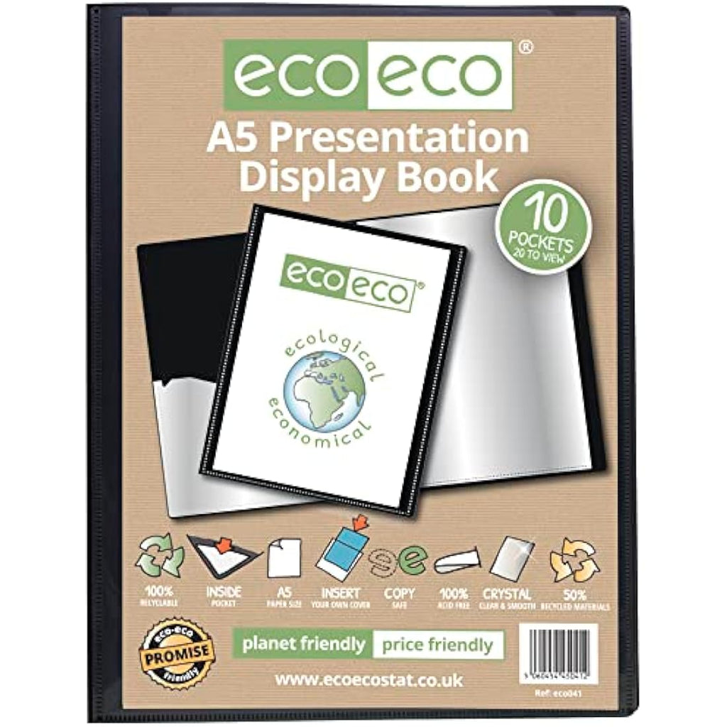 Eco-eco A5 Recycled 10 Pocket Presentation Display Book Folder - 12 Pack