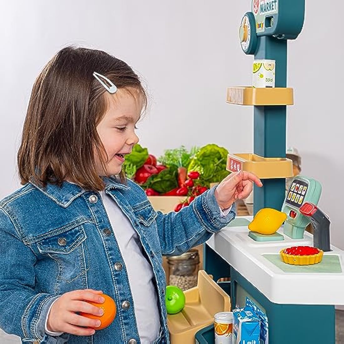 Smoby Kids Supermarket Playset with Shopping Trolley and 42 Accessories