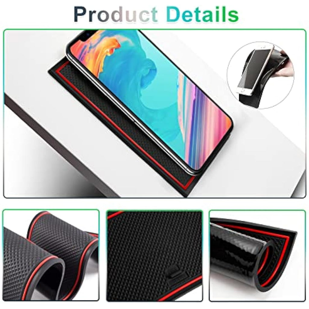 Gafat Non-Slip Rubber Interior Mats for VW UP & Skoda Citigo – Red