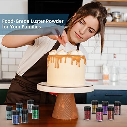 Edible Luster Dust Set | 12 Metallic Shimmer Colors for Cakes