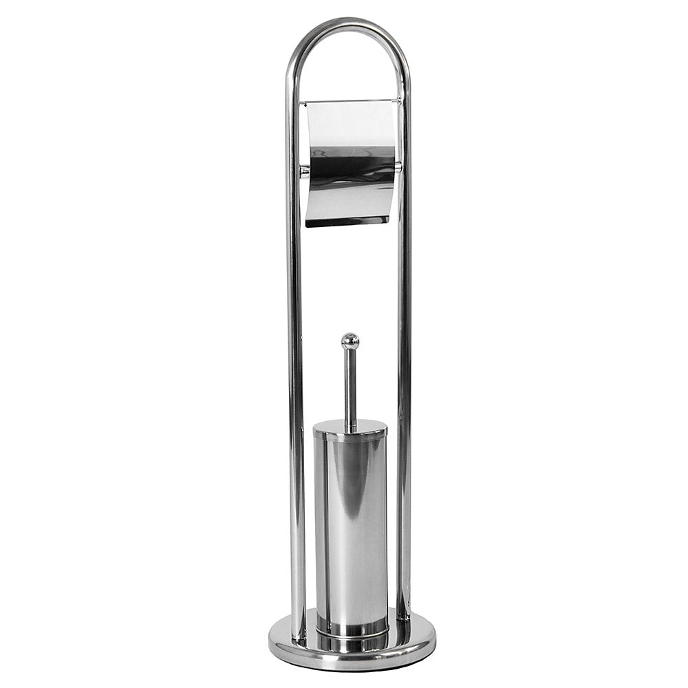 Bath Vida Toilet Brush and Paper Holder | Stainless Steel Round Base Stand