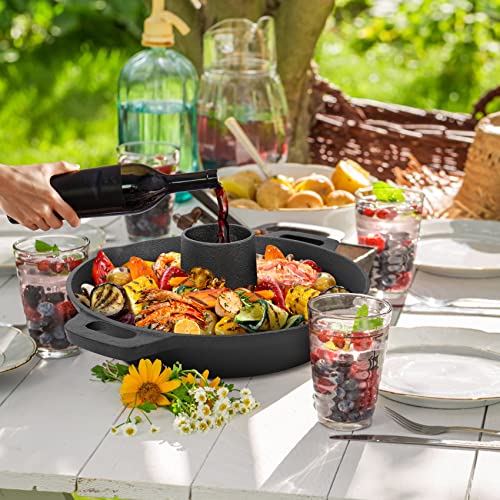 Onlyfire Cast Iron Chicken Roaster Stand | BBQ Poultry Pan with Handles