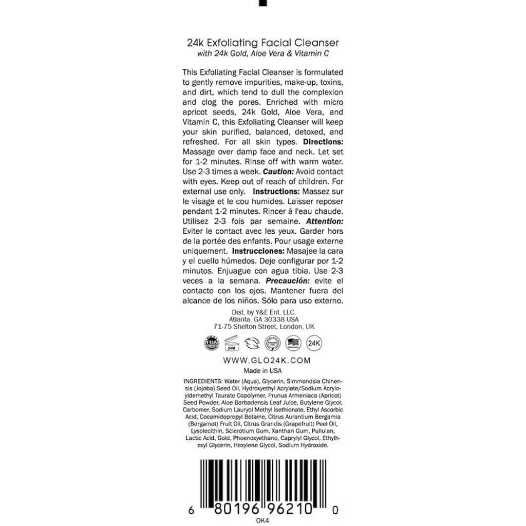 GLO24K Exfoliating Facial Cleanser – 24k Gold & Vitamin C Anti-Aging Scrub
