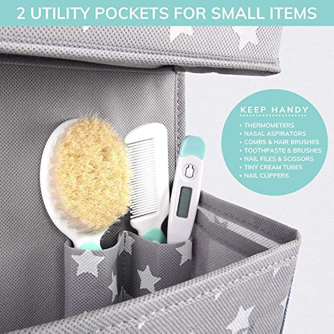 Vesta Baby Over Door Hanging Organiser | 4 Pocket Nursery Storage Caddy