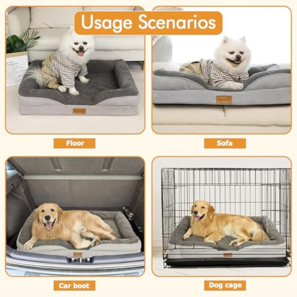 Nepfaivy Orthopedic Dog Bed – Waterproof Large Sofa Bed with Washable Cover