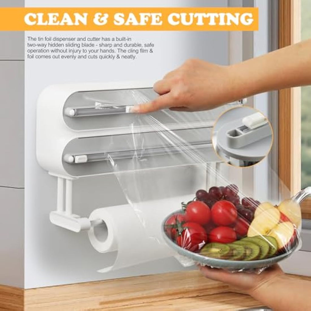 3-in-1 Magnetic Cling Film Dispenser & Paper Towel Holder
