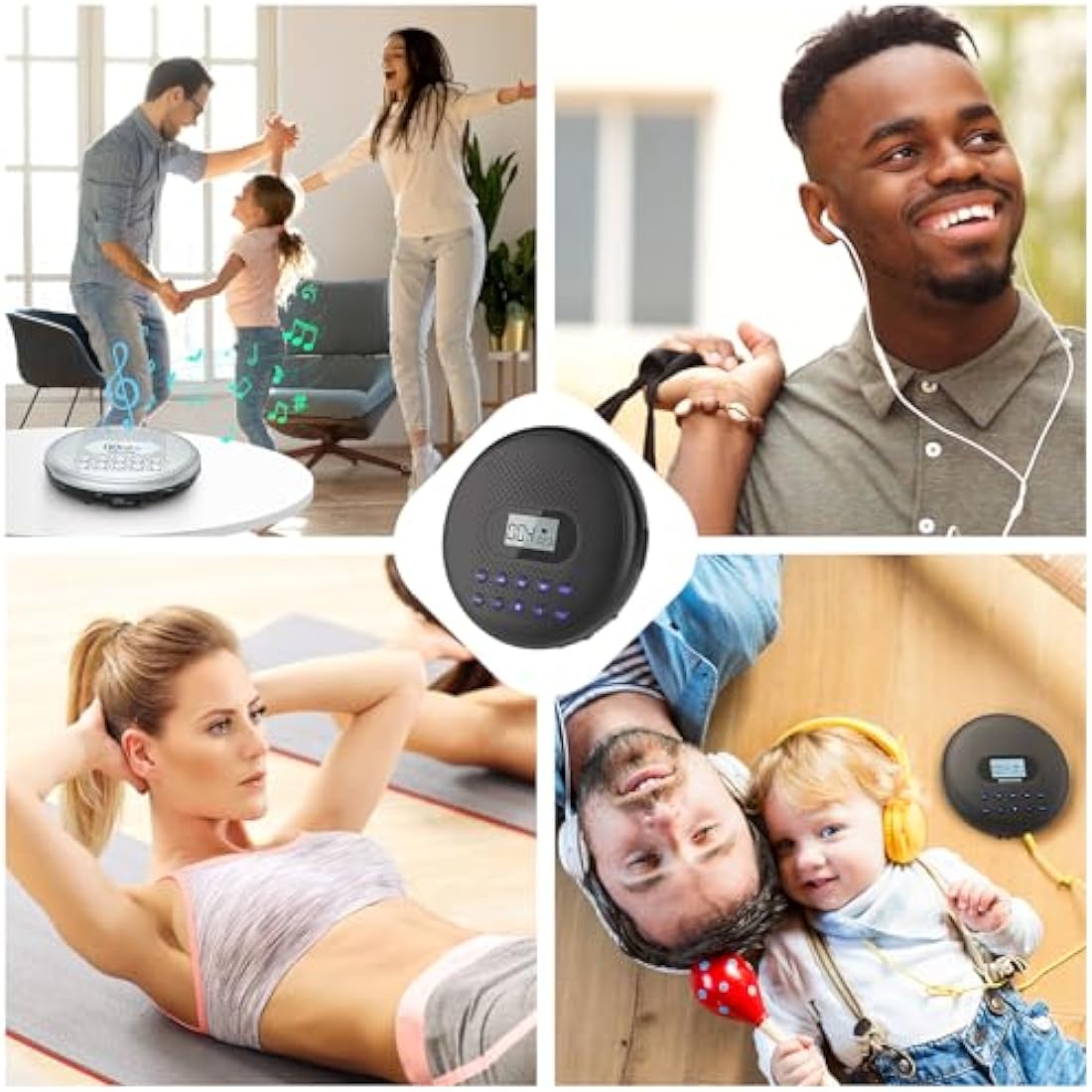 ARAFUNA Portable CD Player with Dual Speakers | Rechargeable Car CD Player