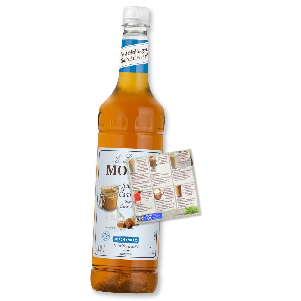 Monin Salted Caramel Sugar Free Coffee Syrup | 1L Low Calorie Mixer