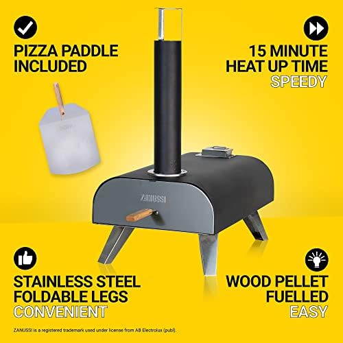 Zanussi Portable 12" Wood Pellet Pizza Oven with Paddle & Cover