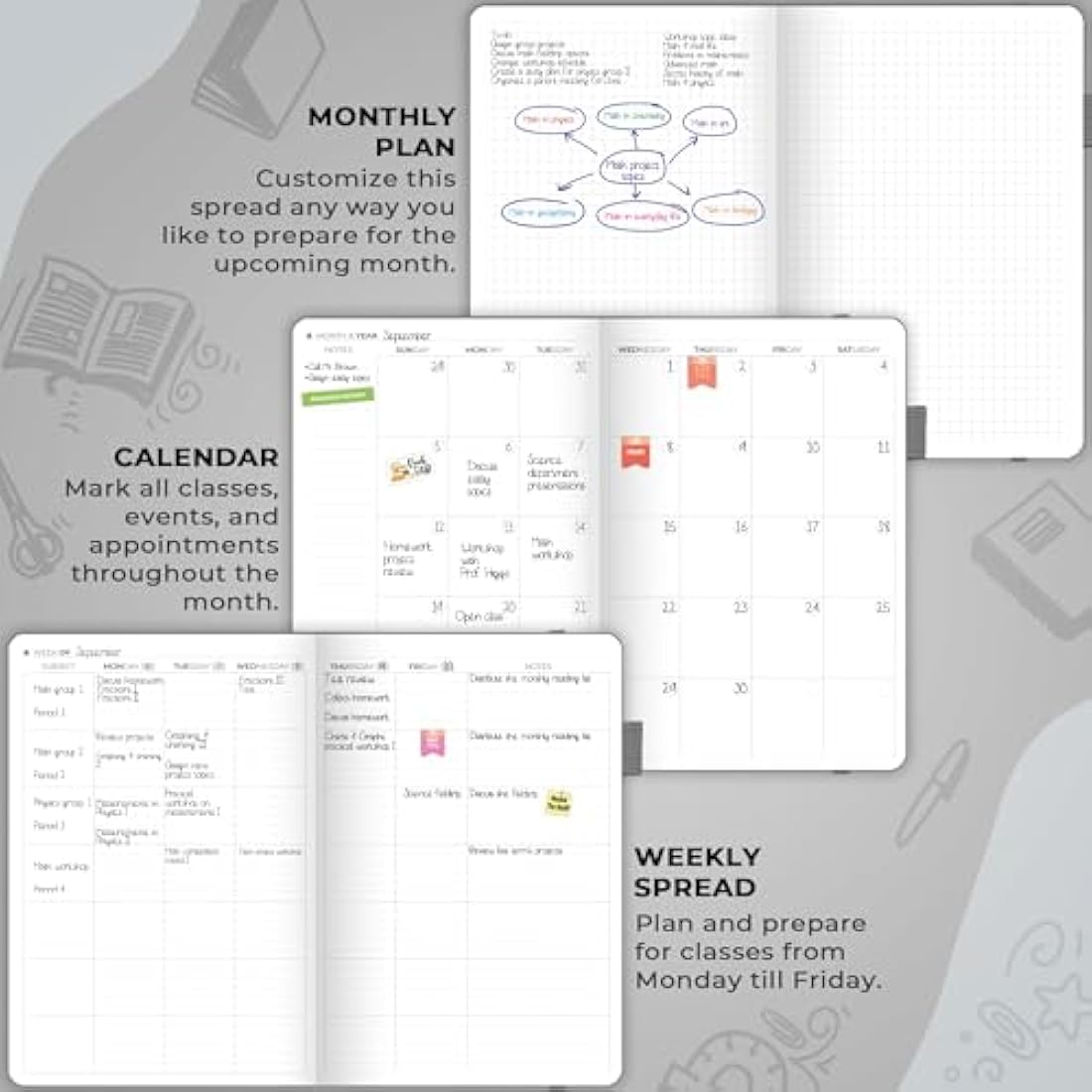 Clever Fox Teacher Planner – Undated A5 Hardcover Lesson Plan Book