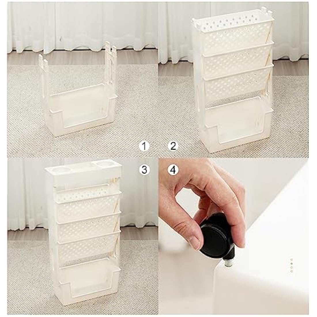 Jolof Store Mobile Bookshelf - Rolling Storage Cart with Wheels, White