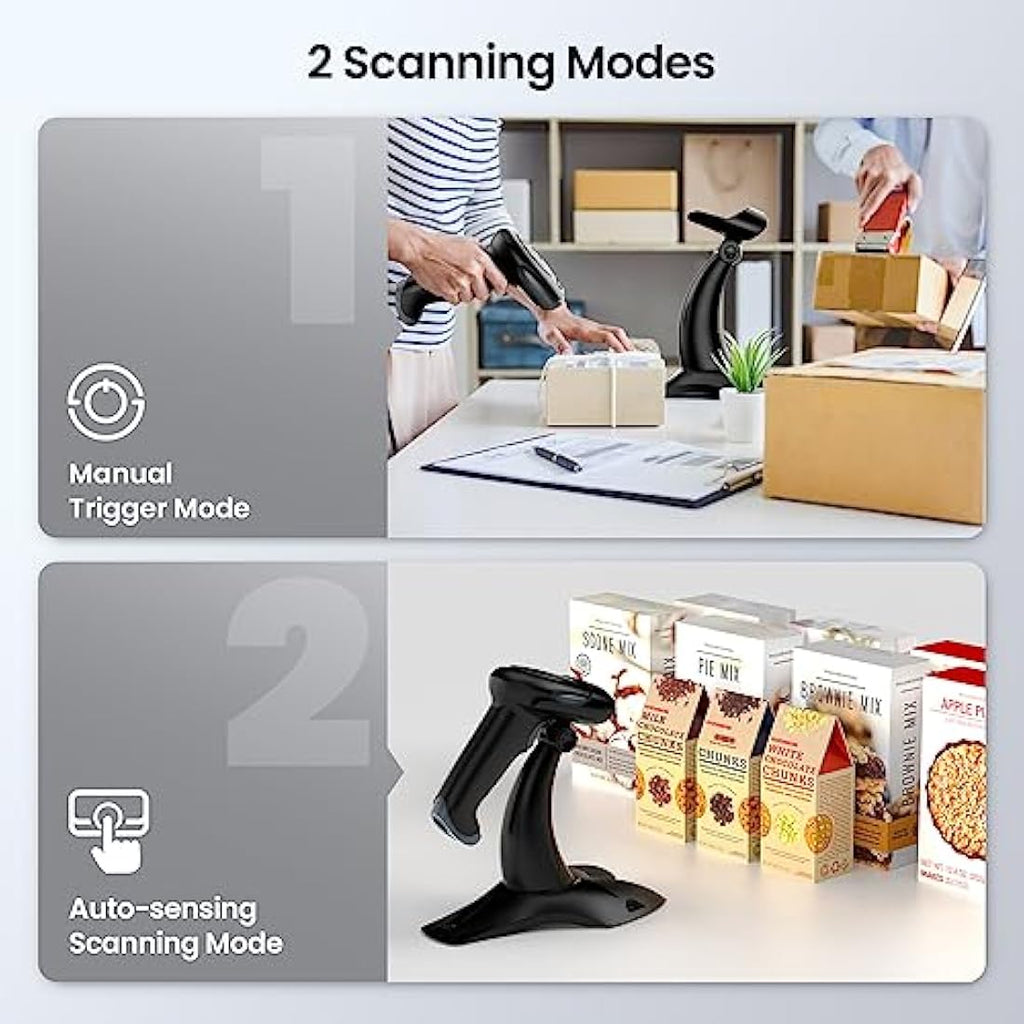 Eyoyo 2D Wireless Barcode Scanner with Stand | 2500mAh Handheld QR Reader