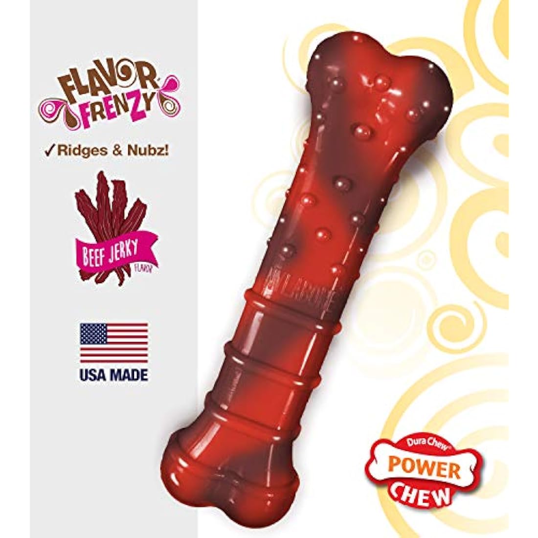 Nylabone Durable Dog Chew Toy – Beef Jerky Flavor Bone for Dogs Up to 16kg