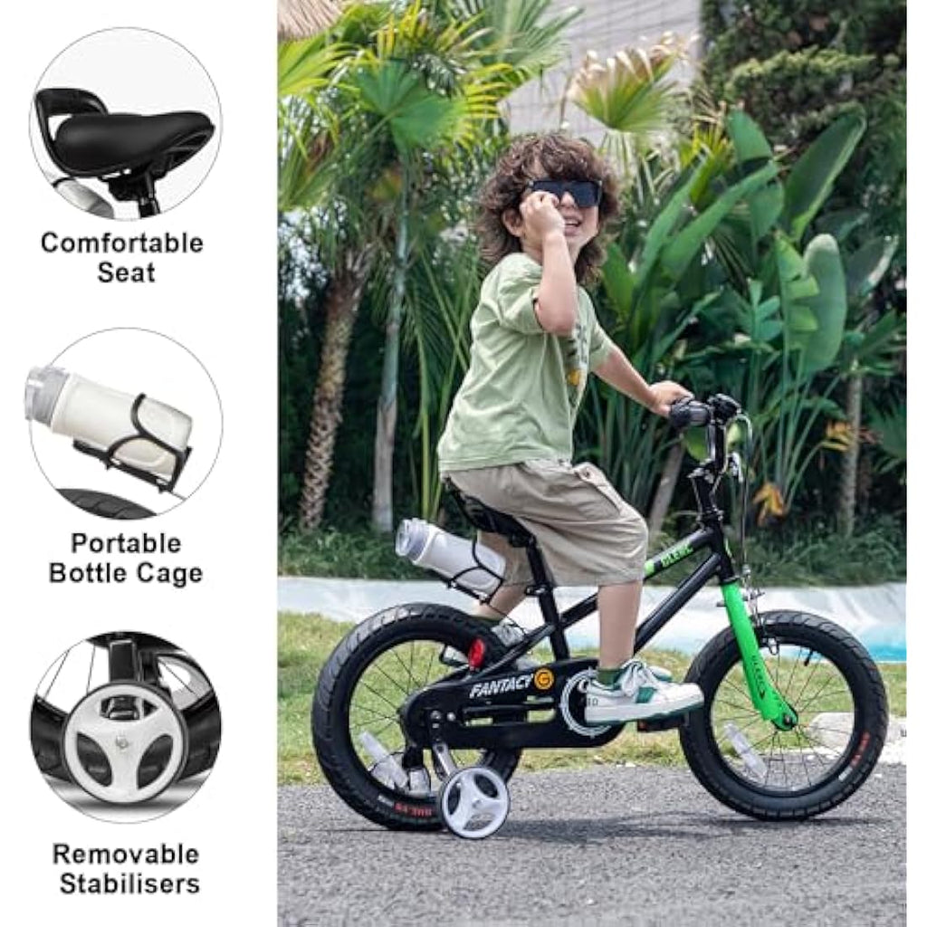 Glerc Fantasy Kids Bike with Stabilisers and Water Bottle Holder