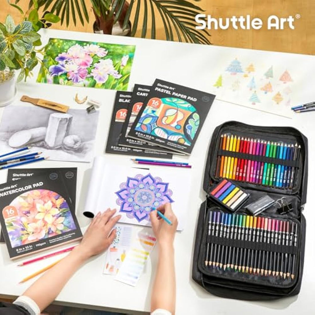 Shuttle Art 124 Pack Sketching and Drawing Set with 4 Drawing Pads