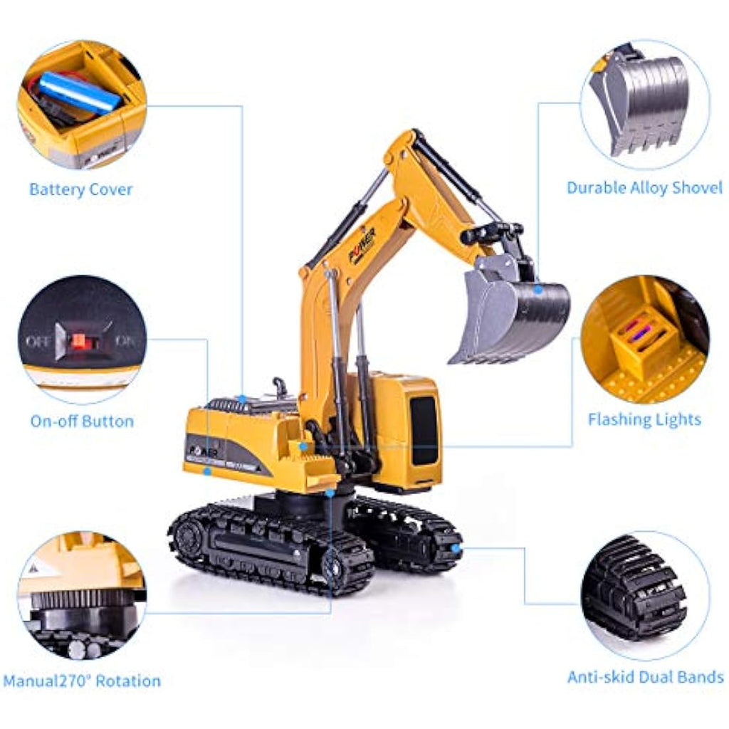 Highttoy RC Excavator – 1:24 Scale Alloy Construction Digger Toy for Kids