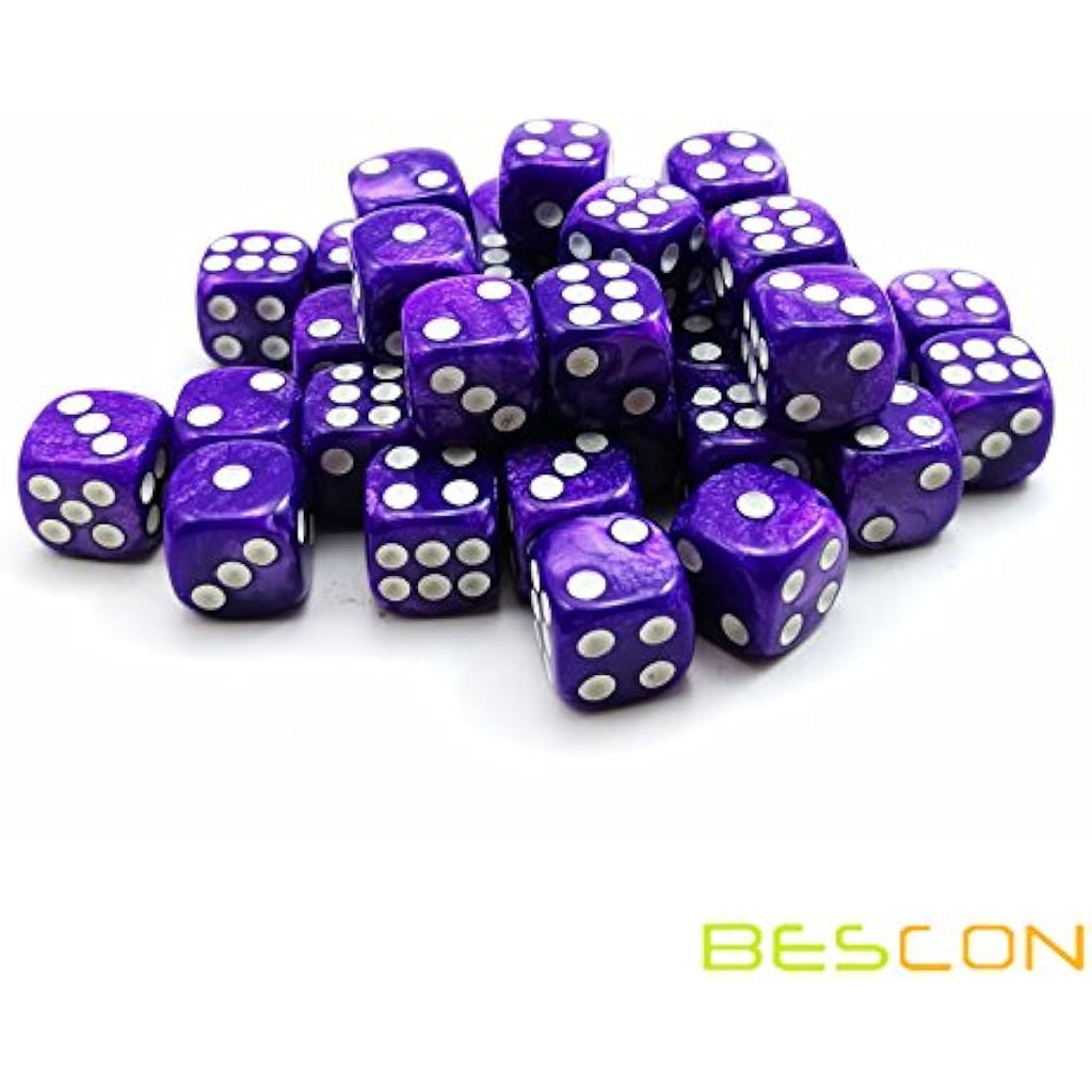 Bescon Marble Purple 12mm 6-Sided Dice Set | 36 Count Block with Box