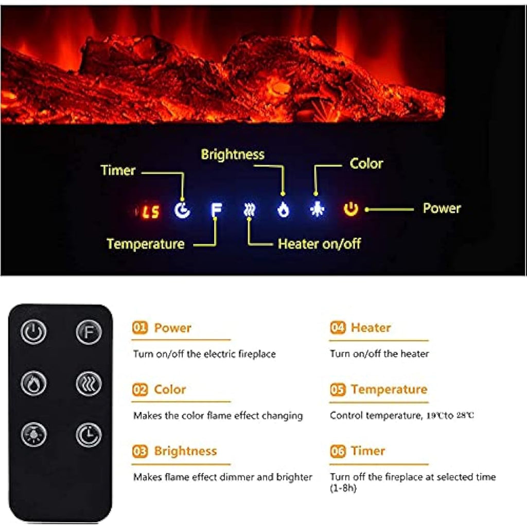 Jolof Store Electric Fireplace – Wall Mounted Recessed LED Heater