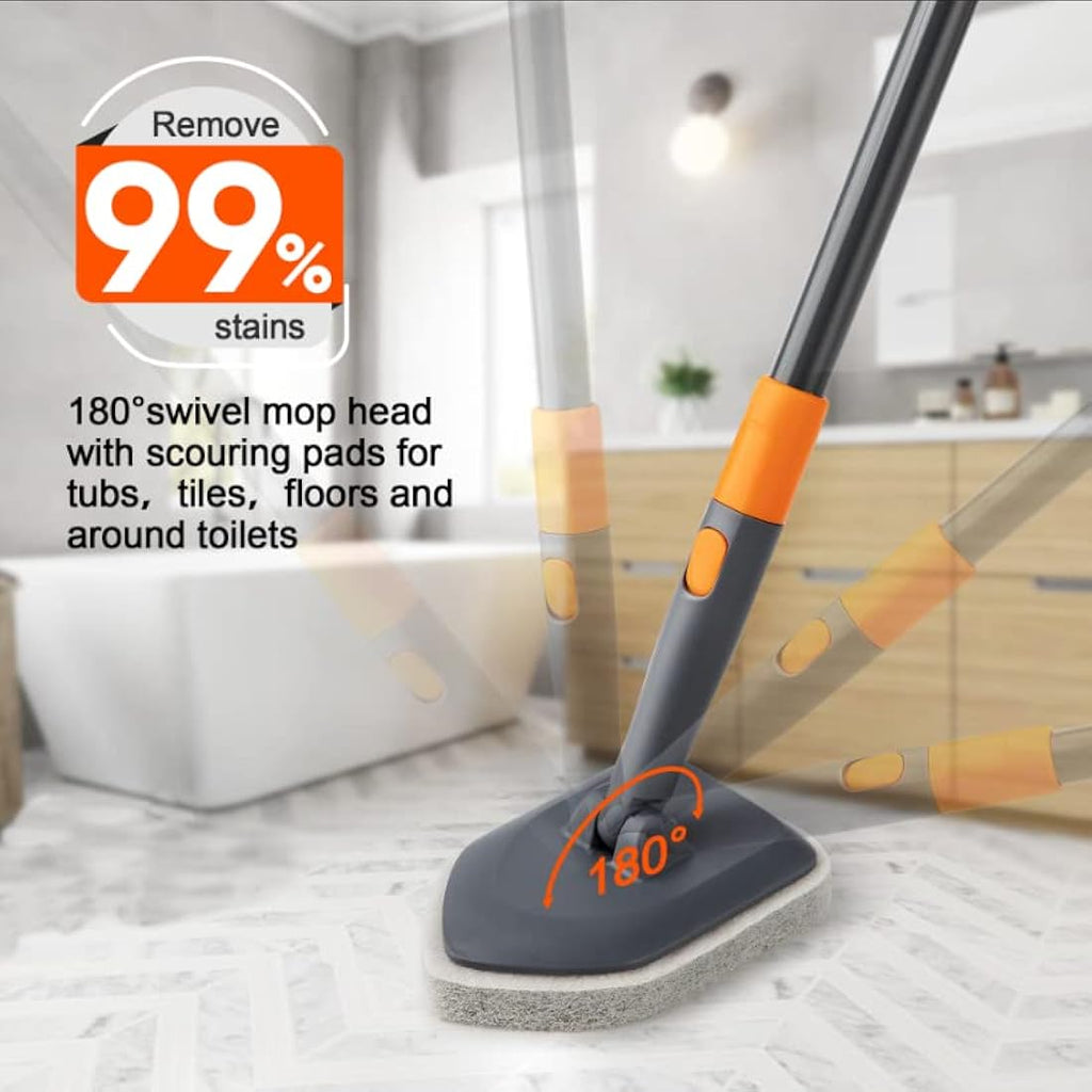 CLEANHOME 4-in-1 Shower Scrubber | Long Handle Tub and Tile Cleaning Brush