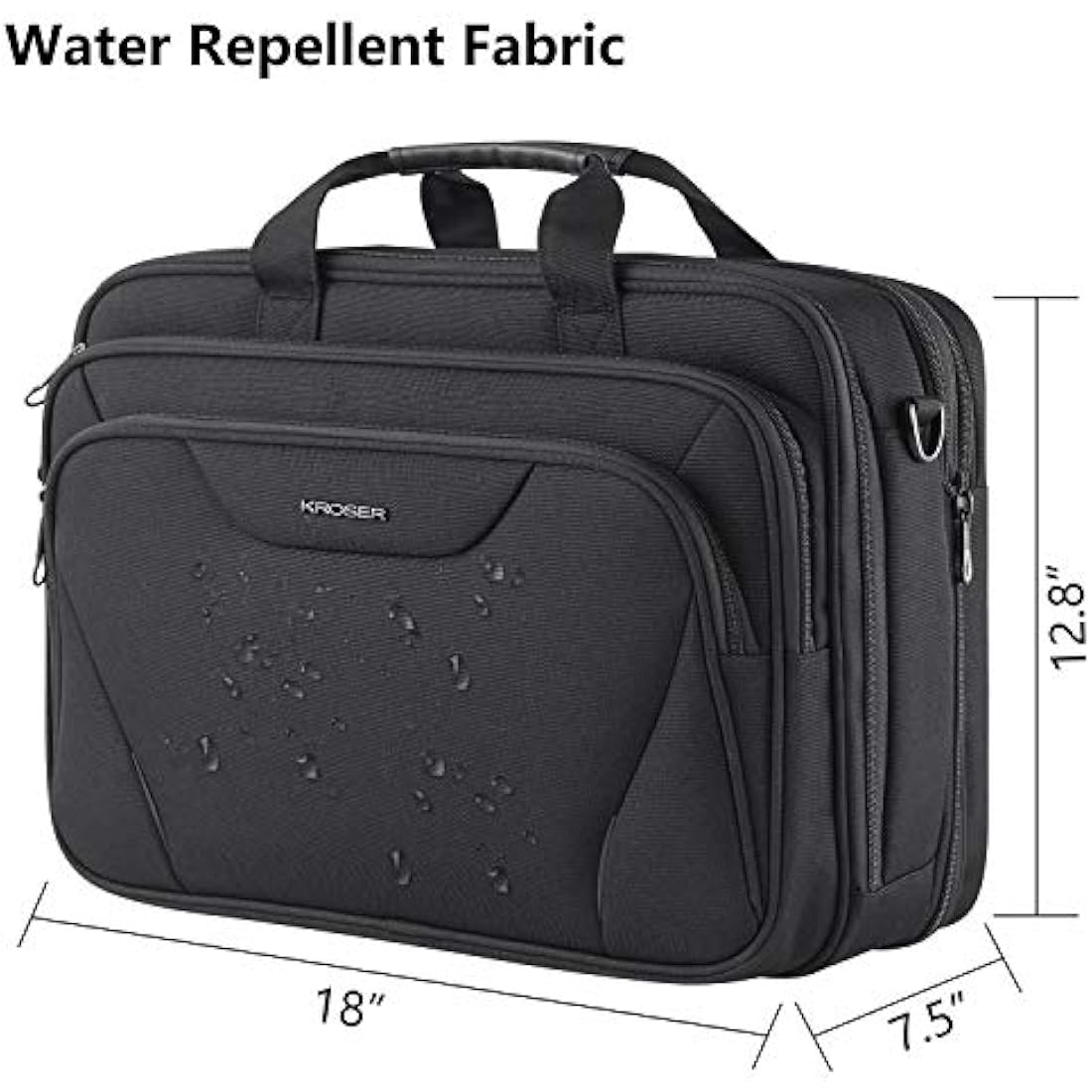 KROSER 17.3 Inch Laptop Briefcase | Water Resistant Expandable Bag