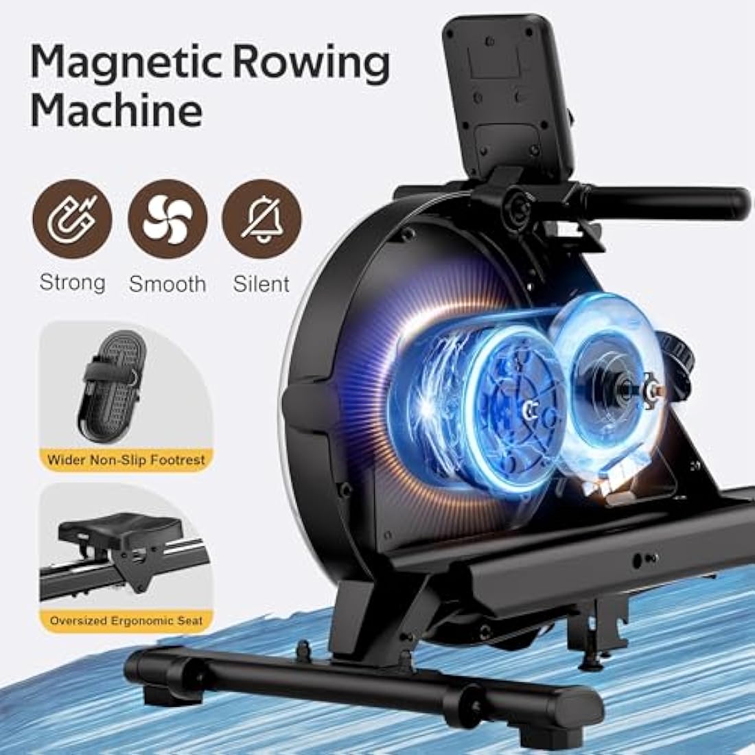 LABGREY Magnetic Rowing Machine | Dual Rail Bluetooth Rower - 350LB