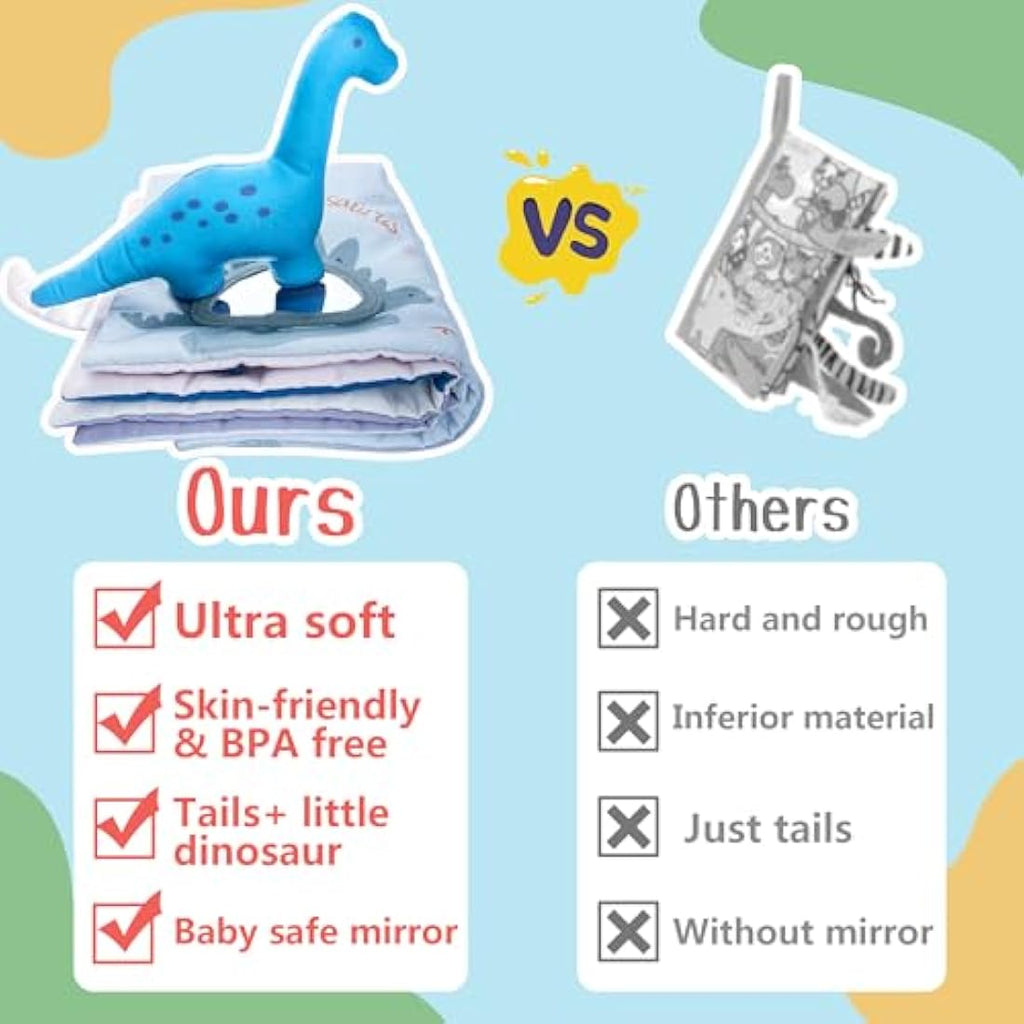 Richgv Soft Baby Sensory Book – Dinosaur Crinkle Toy for Stroller & Travel