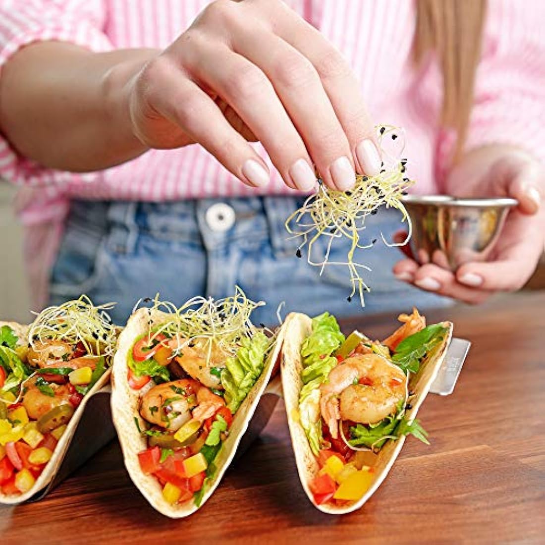 Uno Casa Stainless Steel Taco Holders Set of 6 – Oven & Grill Safe