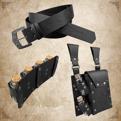 Medieval Alchemy Belt with Potion Bottles – Viking Cosplay Pouch