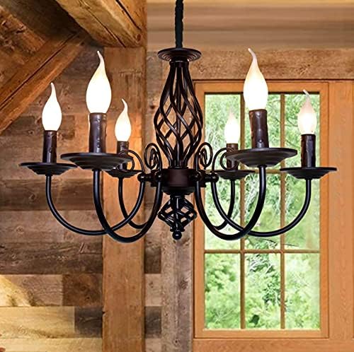 Jolof Store French Country 6-Light Farmhouse Wrought Iron Chandelier